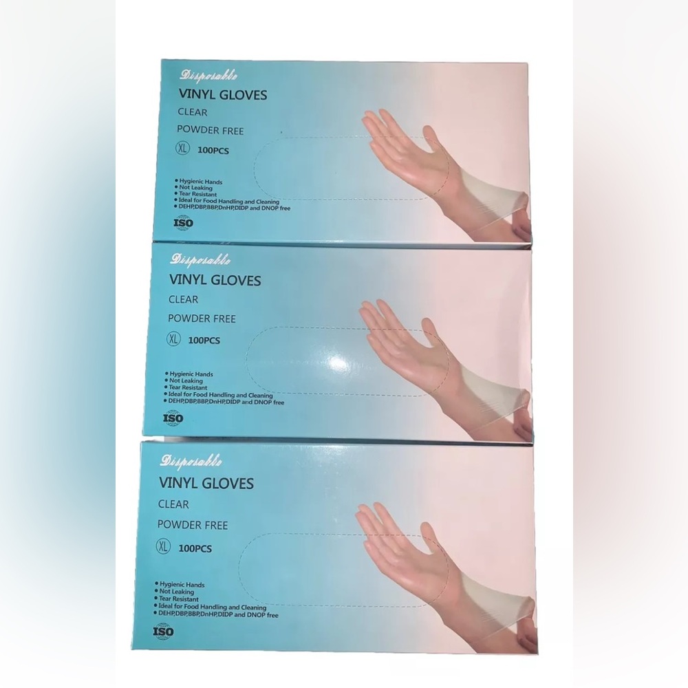 ISO Brand 300 Vinyl Disposable Gloves Powder & Latex Free (Non-Sterile) Size XL